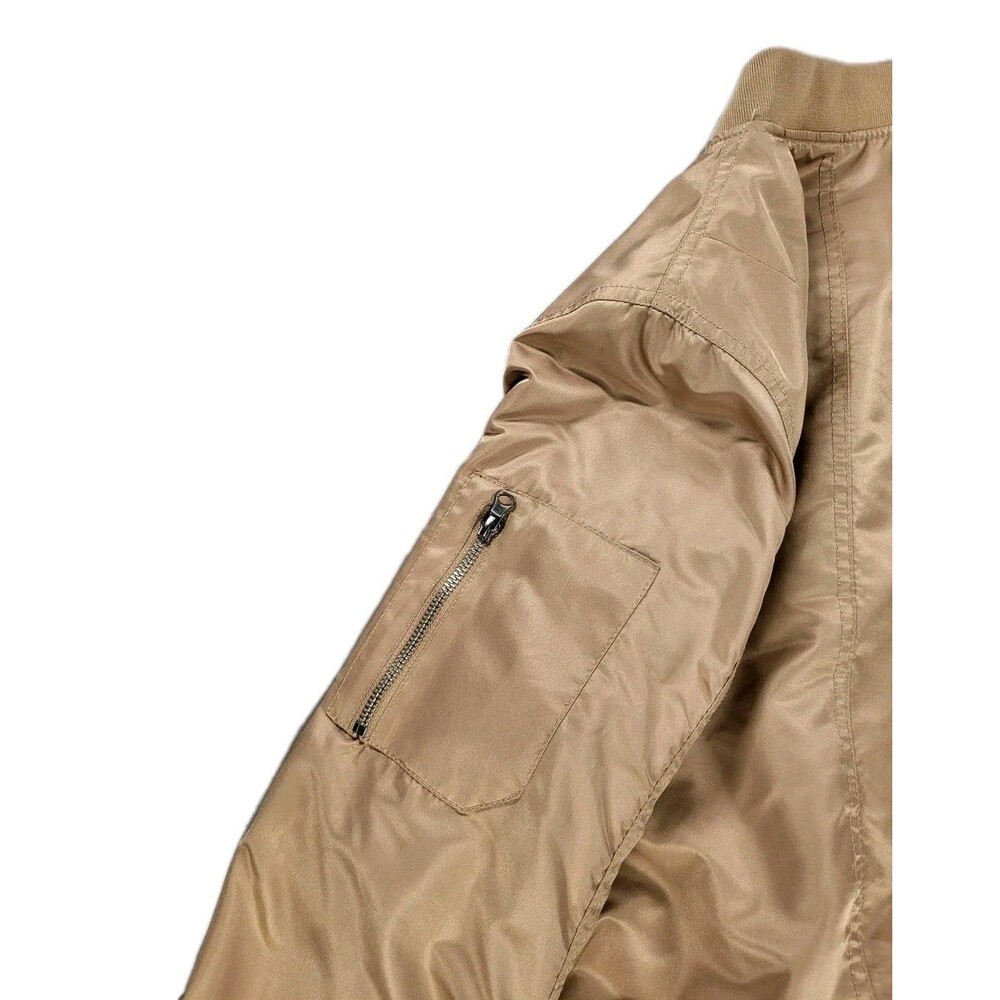 Forever 21 Men's Satin Finish Bomber Jacket - Beige / Tan (Size L - Picture 8 of 14